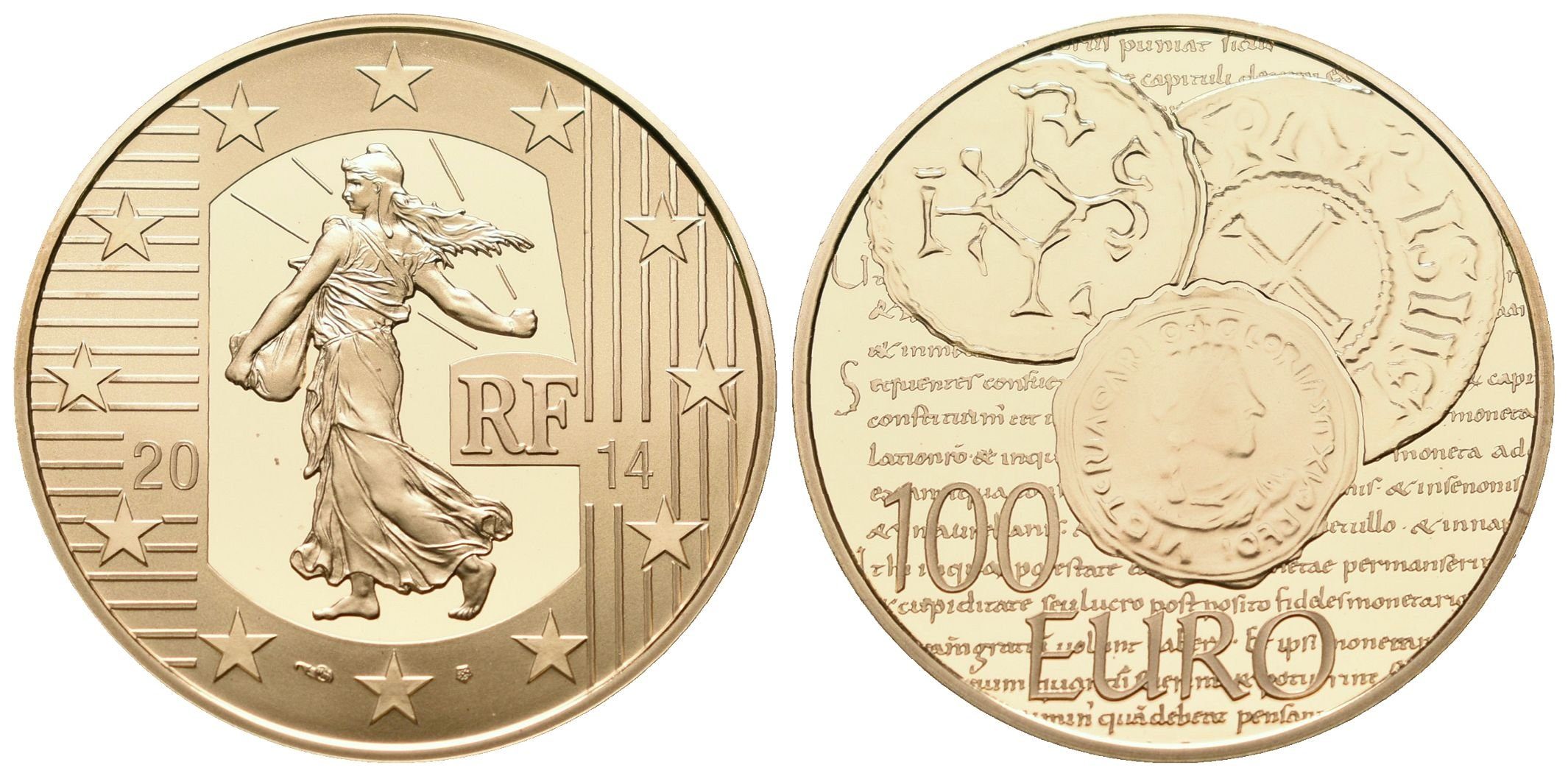 Francie, 100 Euro 2014 - Denár Charles le Chauve