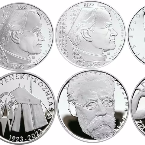Soubor stříbrných mincí 200 Kč - 2022 Gregor Johann Mendel (2x), Zátopkovi,