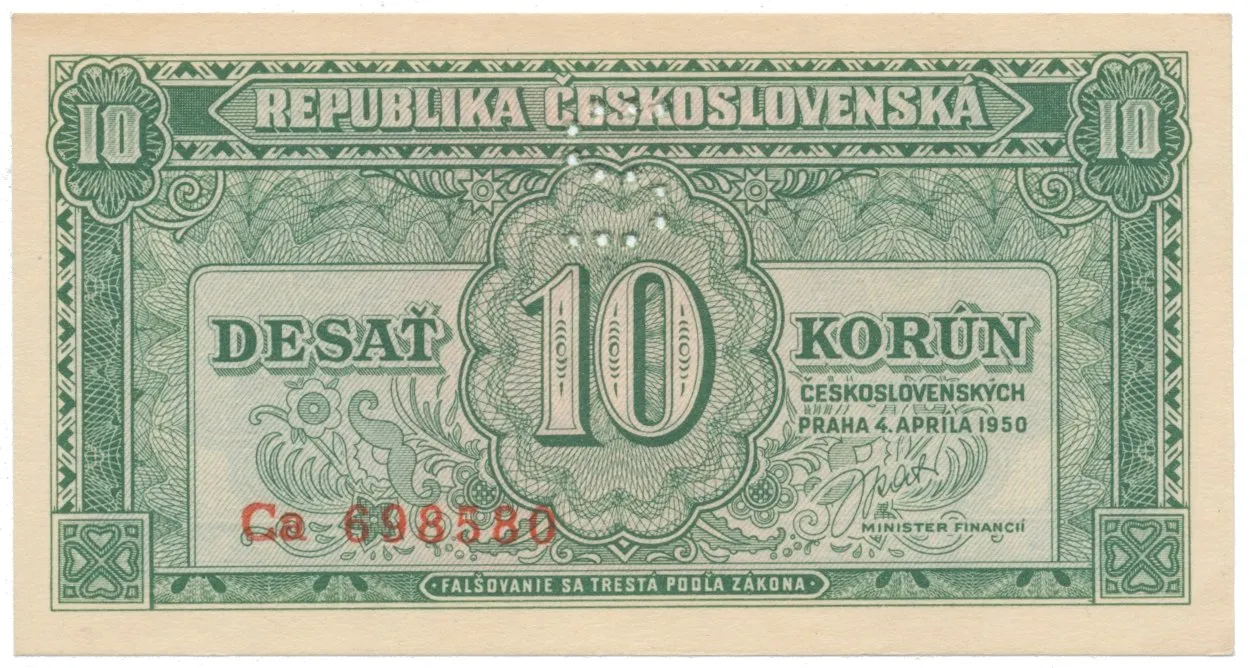 10 Koruna 1950, perforace "S", Hej.86bS3