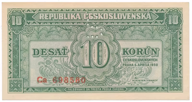 10 Koruna 1950, perforace "S", Hej.86bS3