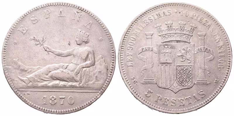 Španělsko, 5 Peseta 1870 SNM