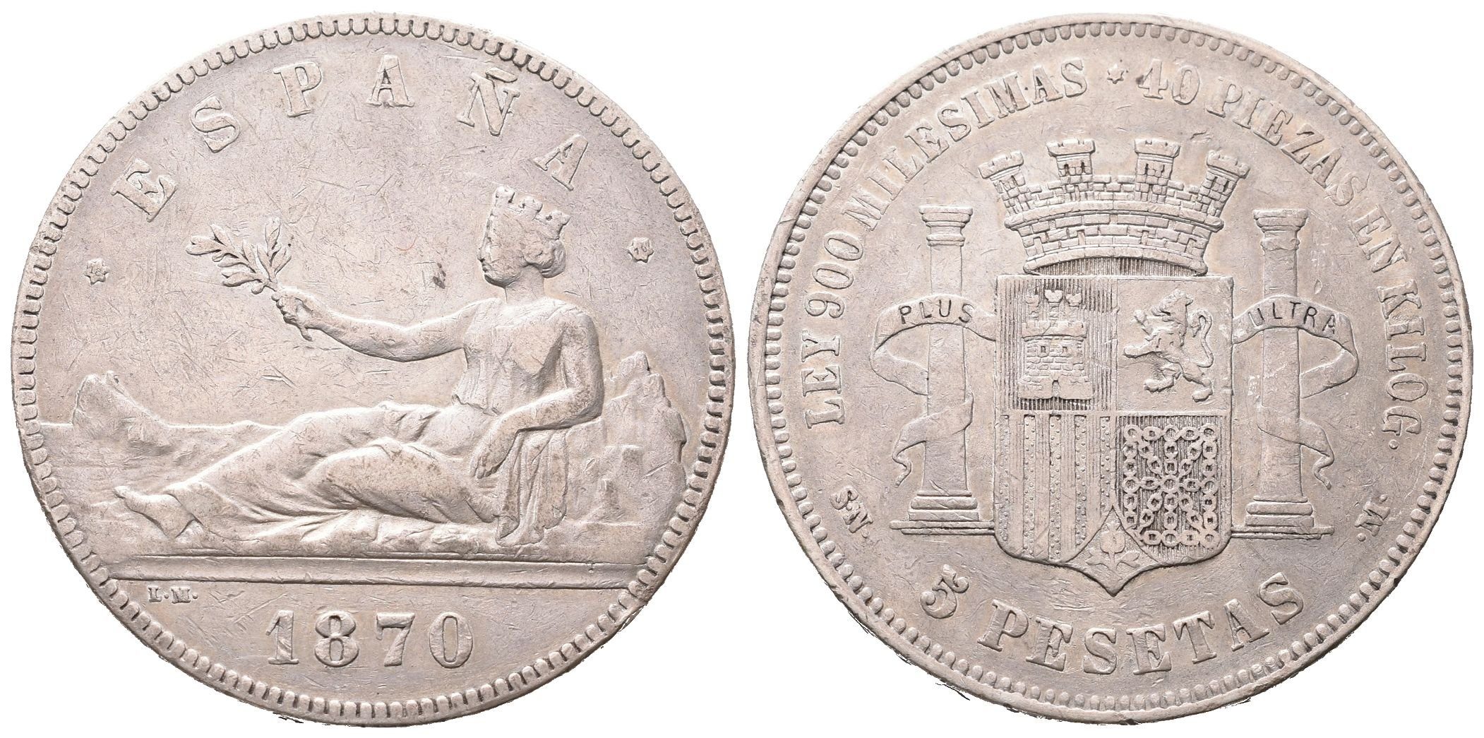 Španělsko, 5 Peseta 1870 SNM