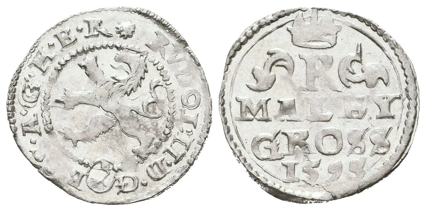 Malý groš 1595, Kutná Hora-Herold, HN.8 (opis 7a), krásná zachovalost, lesk v ploše, — 1