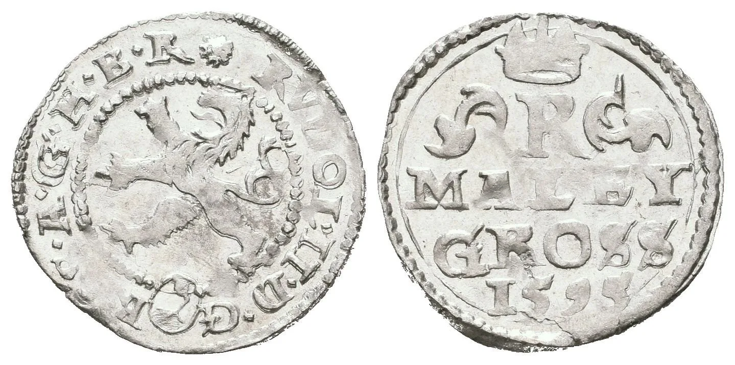Malý groš 1595, Kutná Hora-Herold, HN.8 (opis 7a), krásná zachovalost, lesk v ploše, — 1