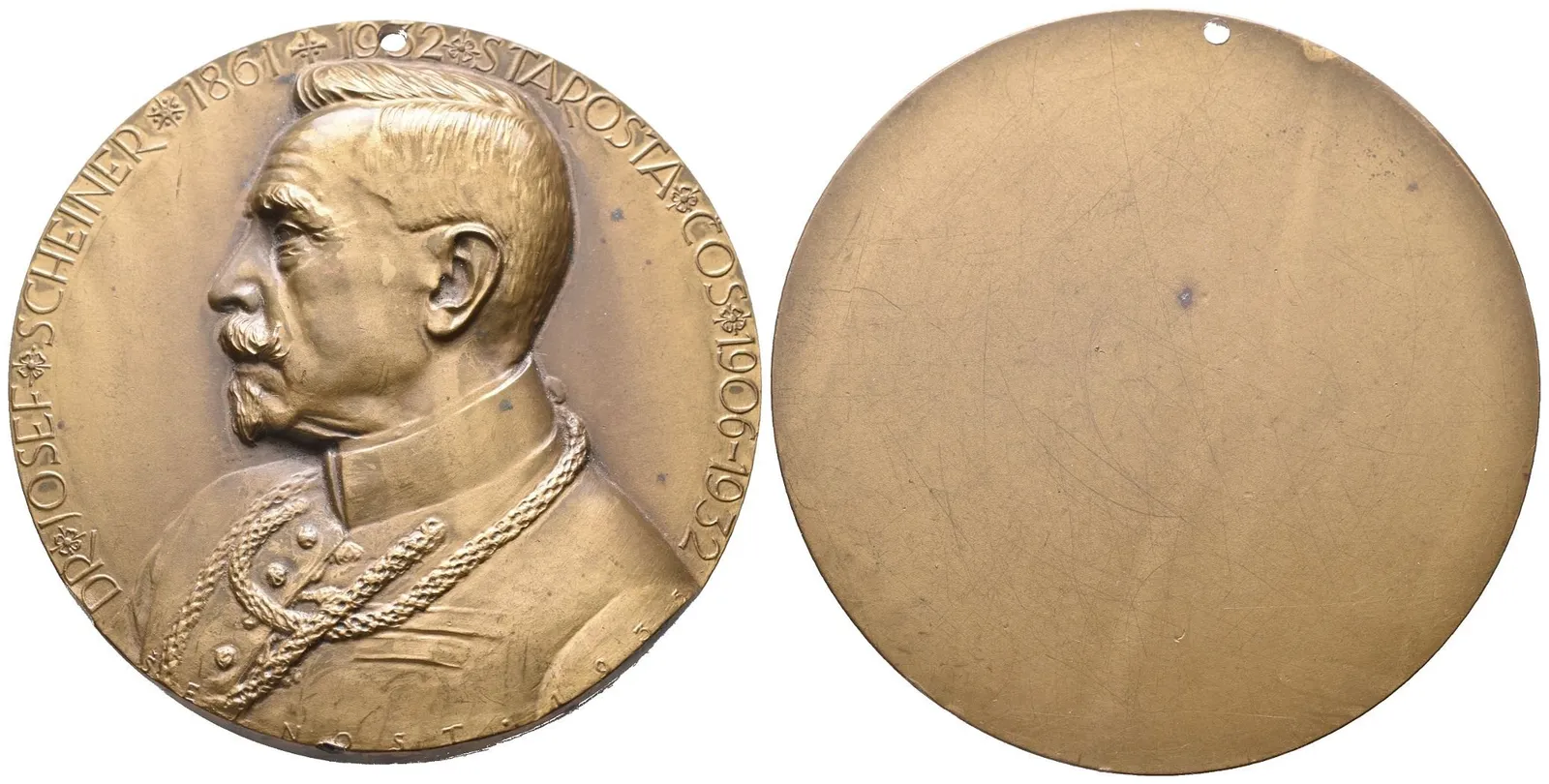 AE Medaile 1935 - Josef Scheiner, starosta čs. obce sokolské. Poprsí zleva, opis. — 1