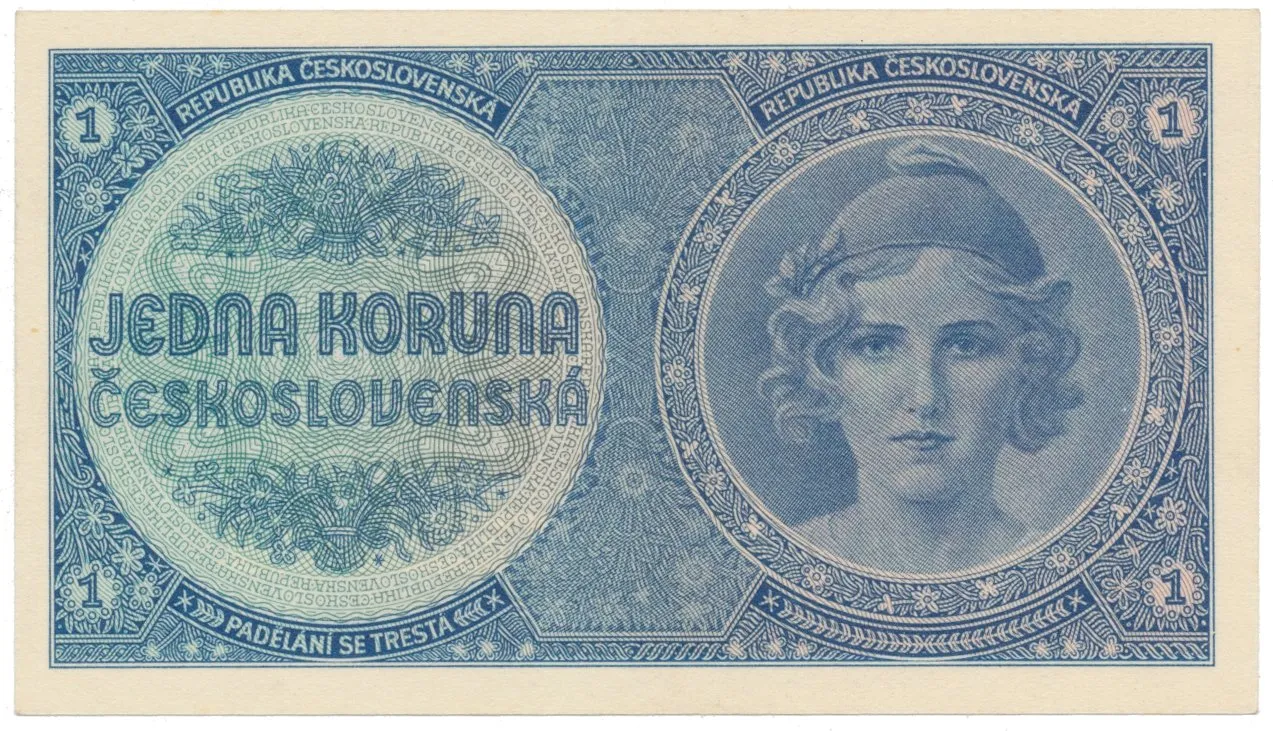 1 Koruna b.d. (1938), bez přetisku, Hej.28c
