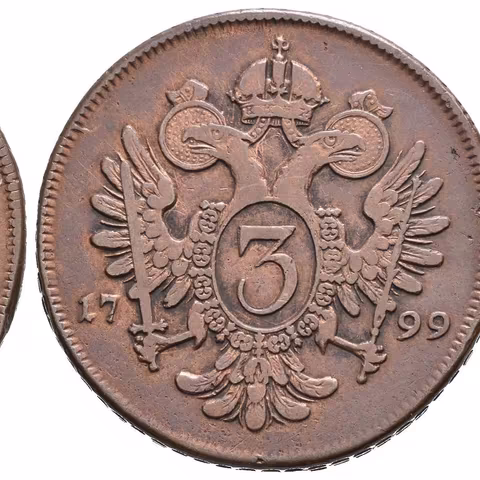 3 Krejcar 1799 A, tlustý střížek, patina, drobné údery_R!