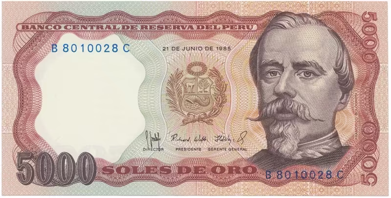 Peru, 5000 Soles de Oro 1985, P.117c