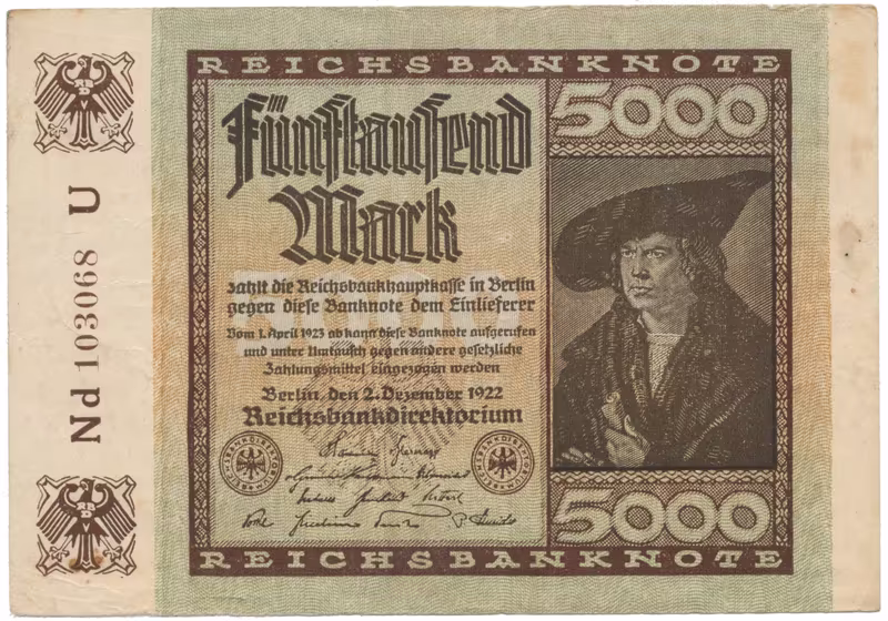 Německo, 5000 Mark 1922, Ro.80e