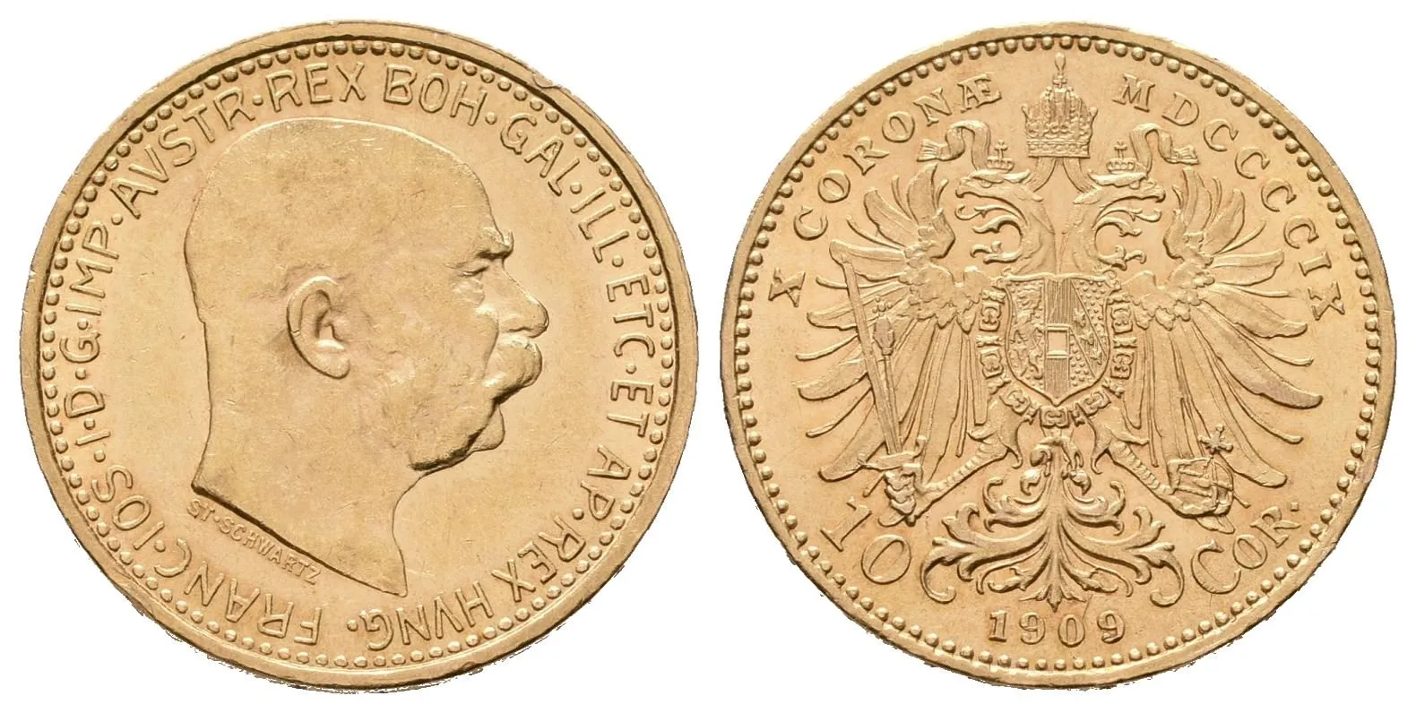 10 Koruna 1909, typ Schwartz