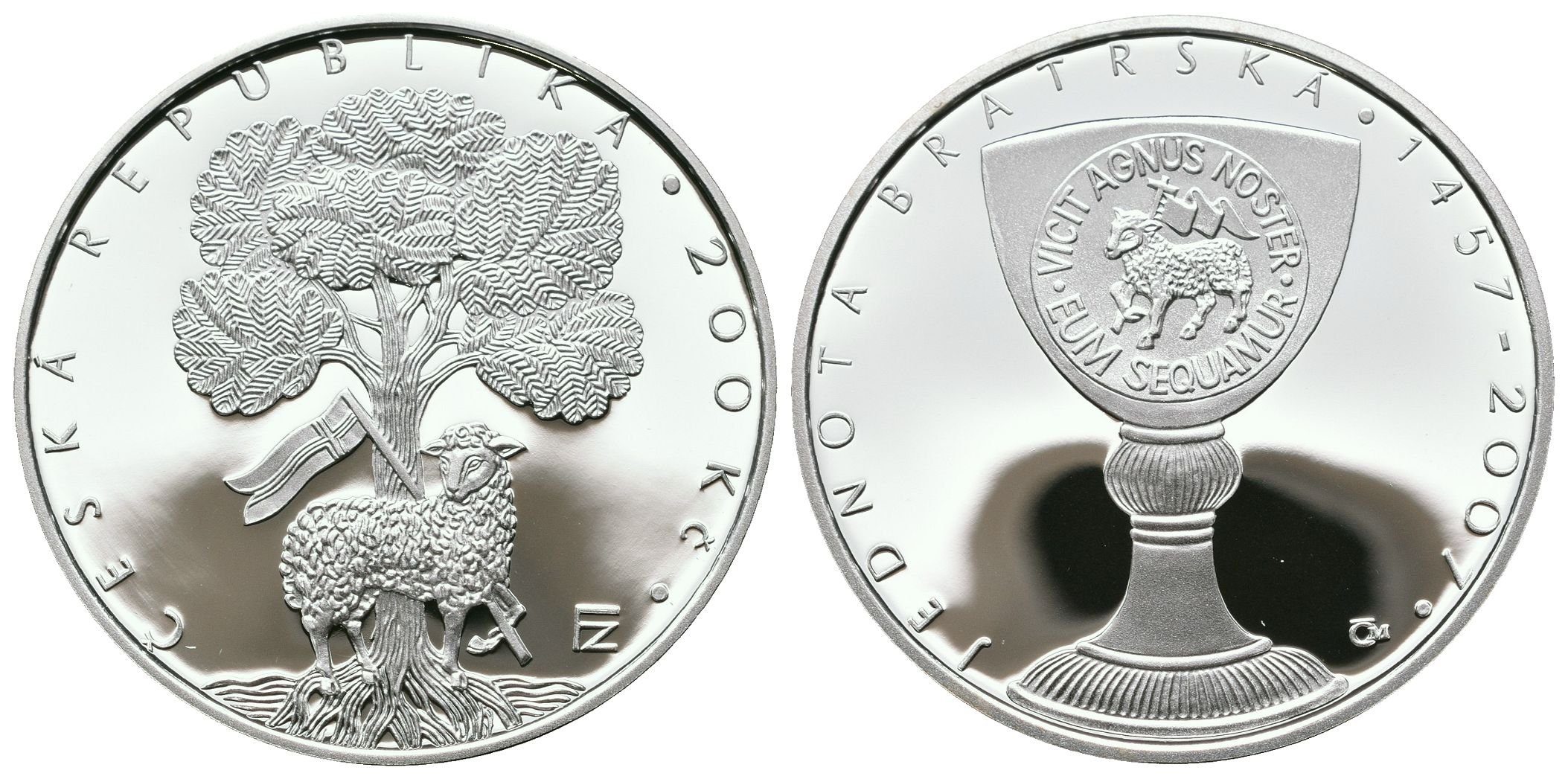 200 Kč 2007 - Jednota bratrská, PROOF - bez certifikátu