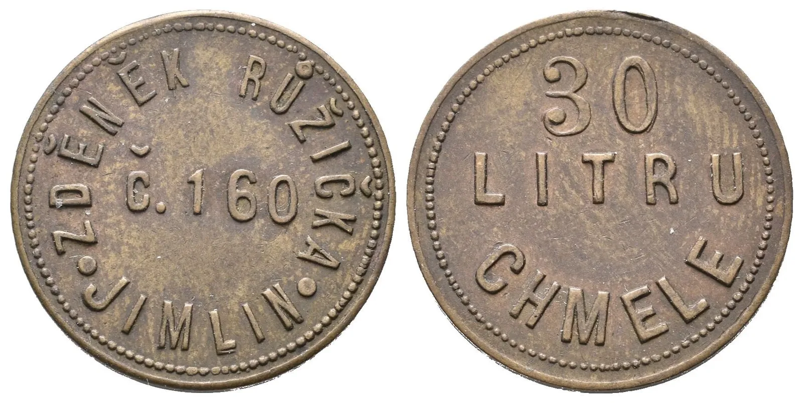 Jimlin - Zdeněk Růžička č.160, známka na 30 litrů chmele. — 1