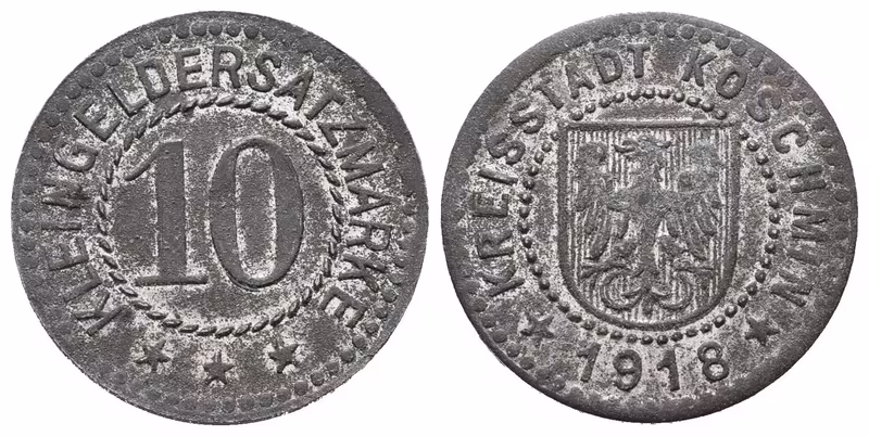 Nouzové ražby, 10 Pfennig 1918 - Koschmin