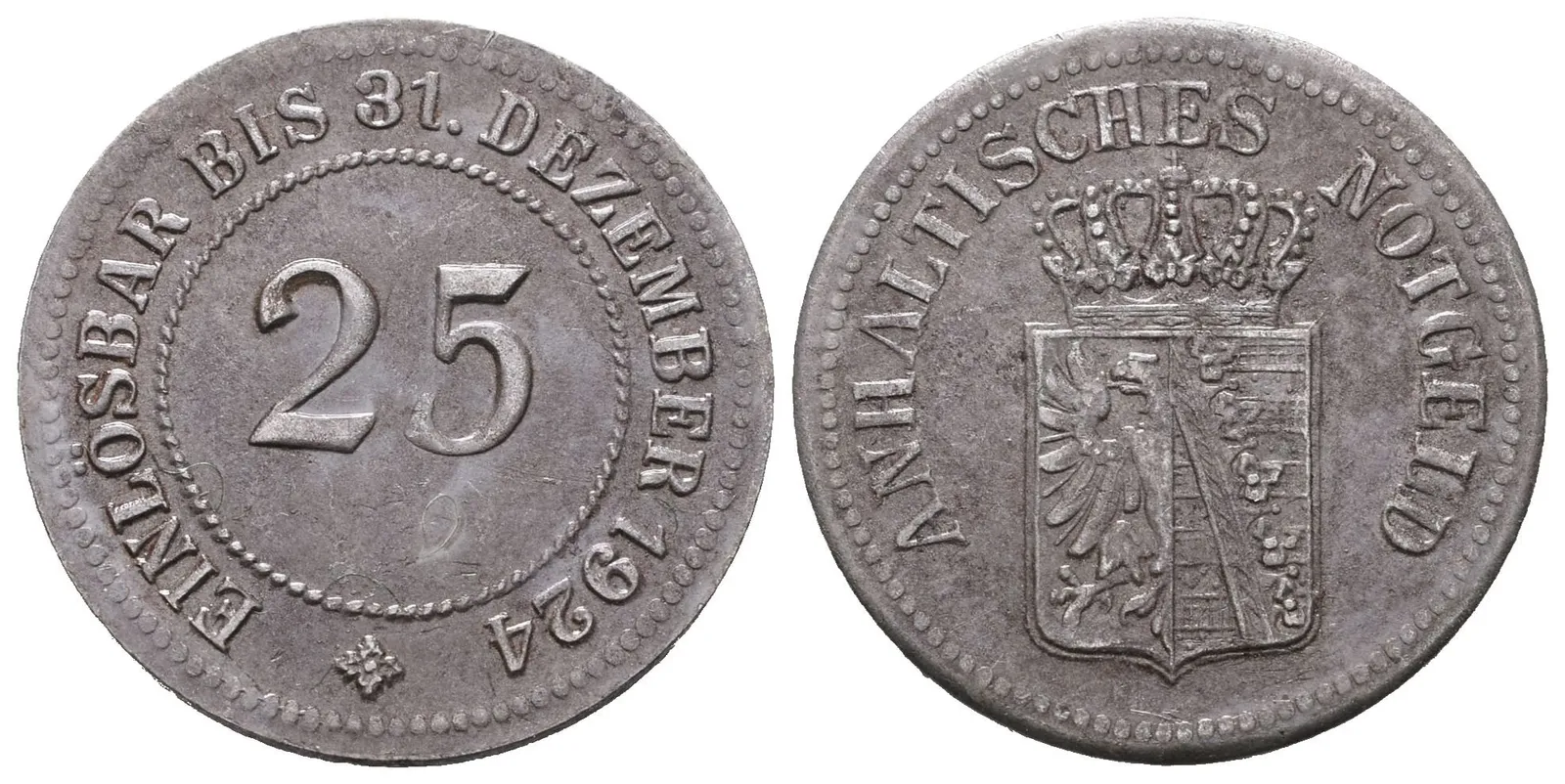 Nouzové ražby, 25 Pfennig 1924 - Anhalt