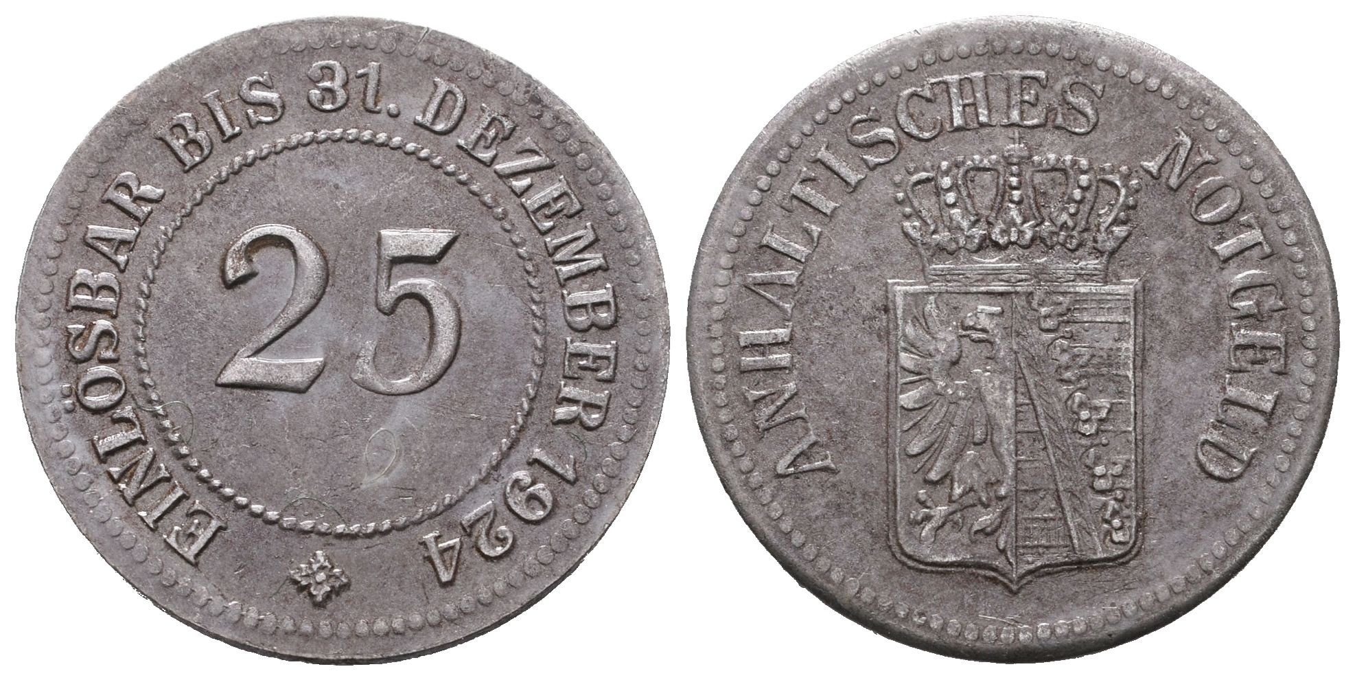 Nouzové ražby, 25 Pfennig 1924 - Anhalt