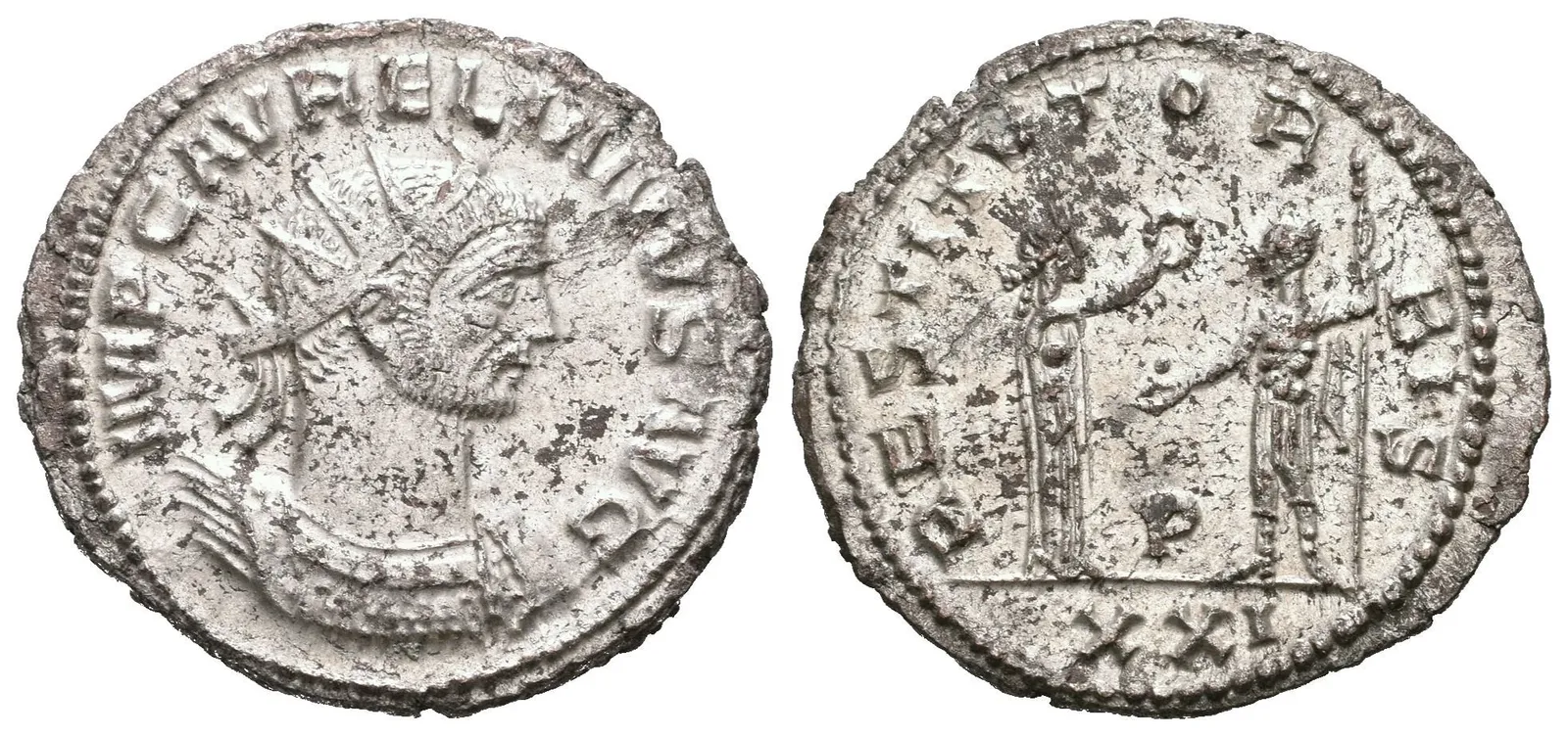 Antoninian, Cyzicus, Rv: RESTITVTOR ORBIS, Victoria stojící zprava, — 1