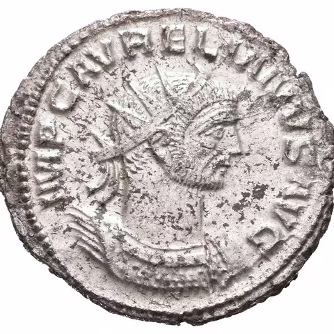Antoninian, Cyzicus, Rv: RESTITVTOR ORBIS, Victoria stojící zprava,