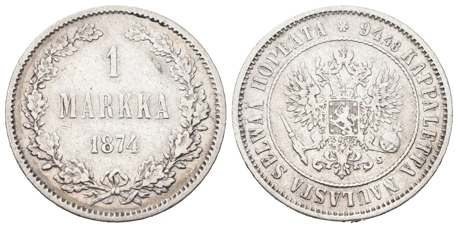 Finsko pod Ruskem, 1 Markka 1874 S