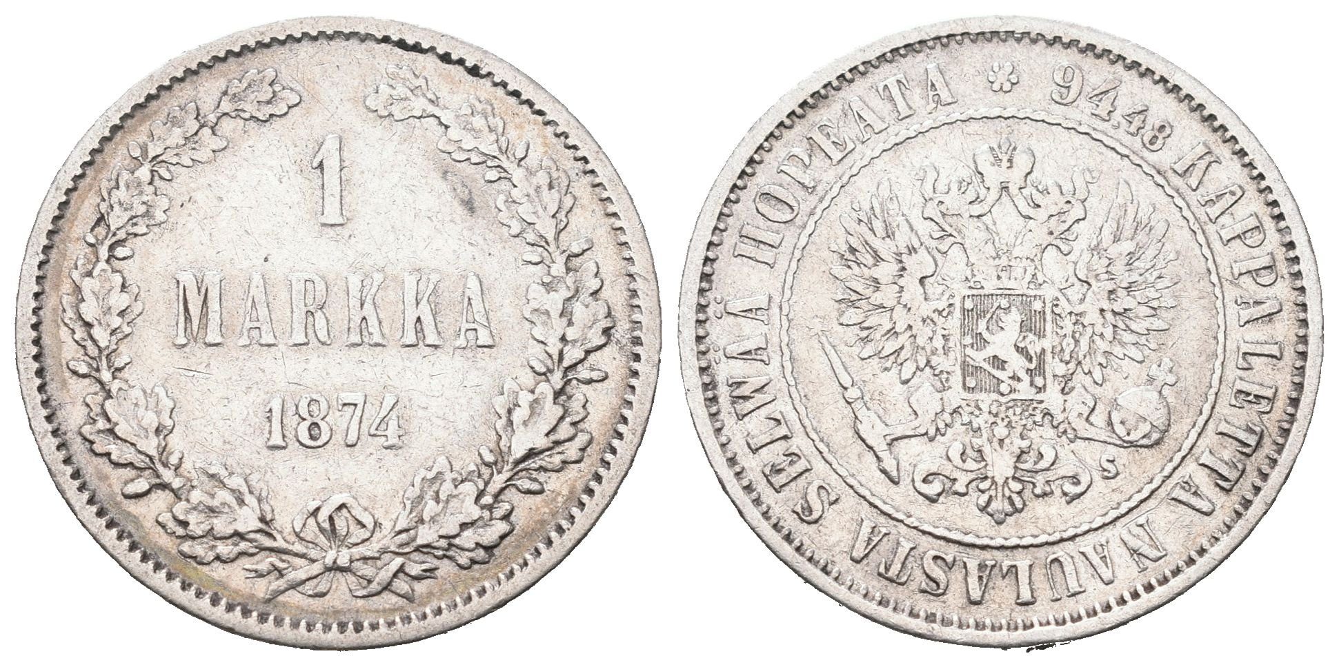 Finsko pod Ruskem, 1 Markka 1874 S