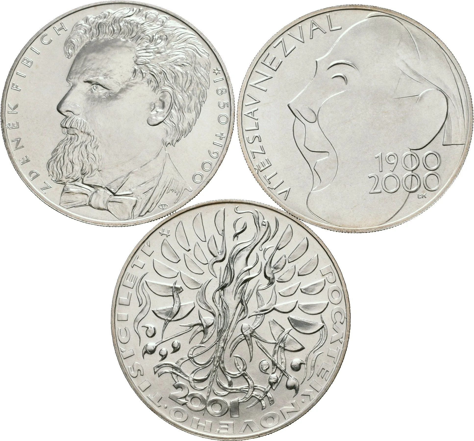 200 Kč 2000 - Vítězslav Nezval, Zdeněk Fibich, 2001 - Nové tisíciletí, — 1