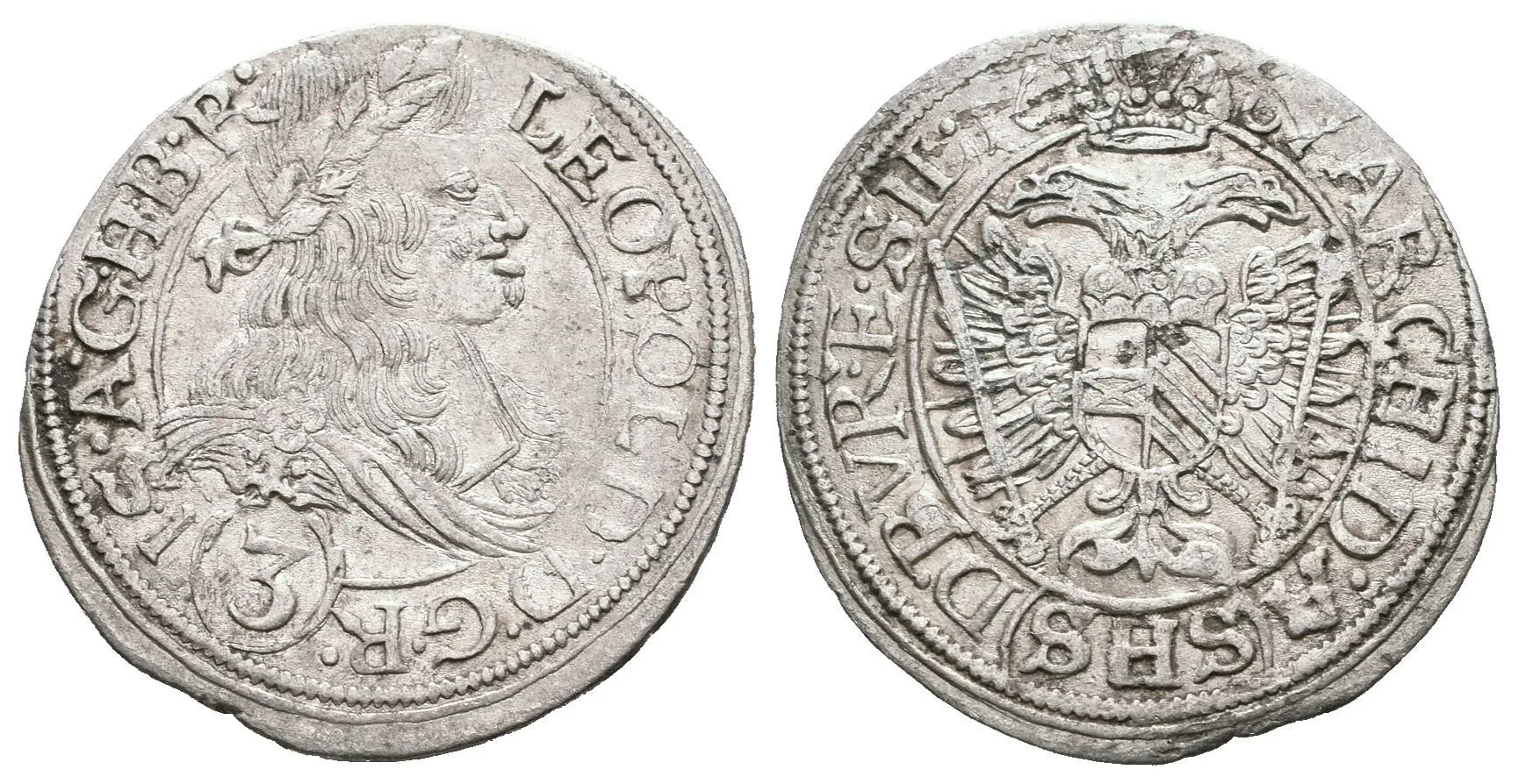 3 Krejcar 1667? SHS, Vratislav-Hammerschmidt, Hal.1620, — 1