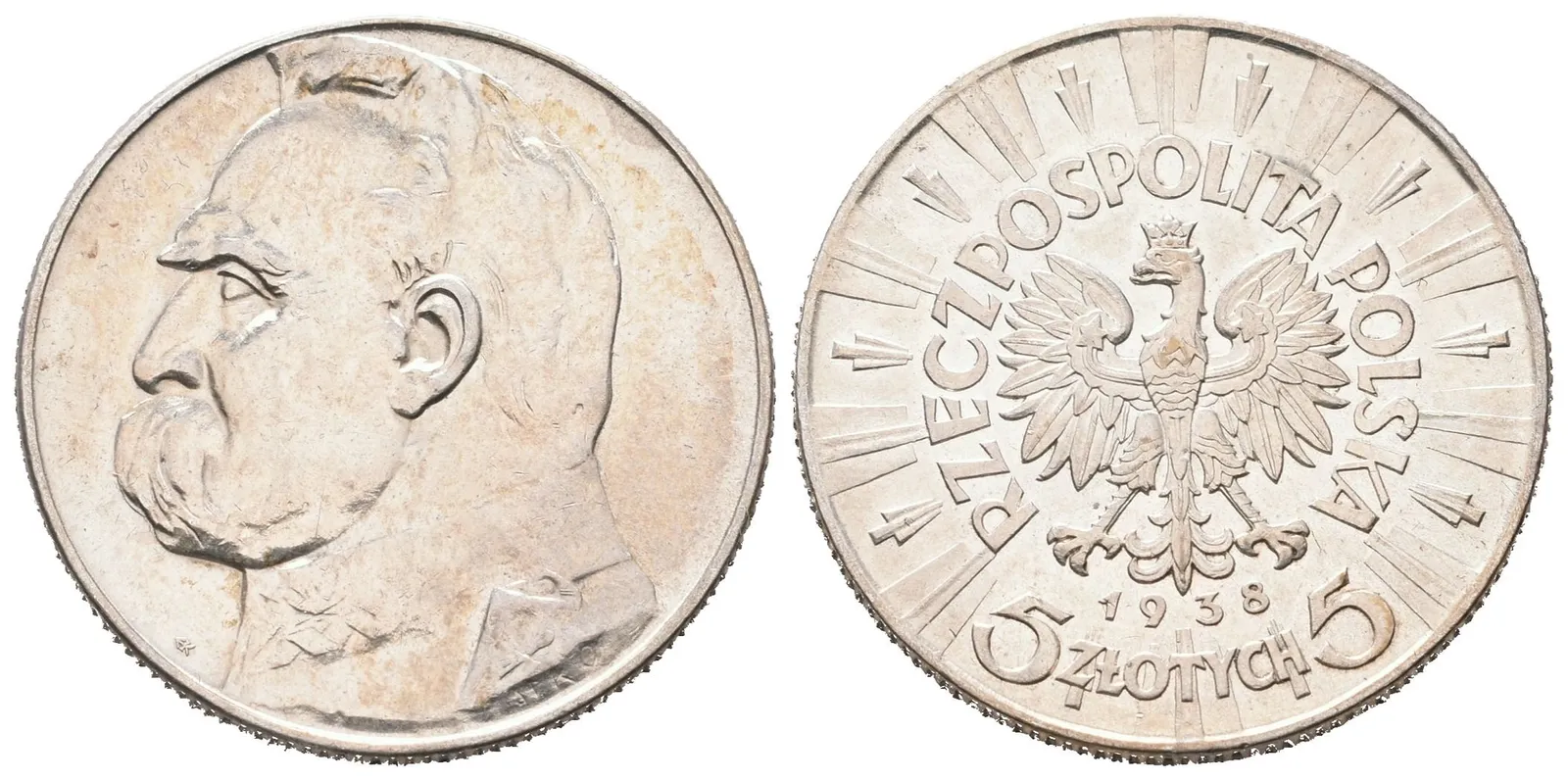 Polsko, 5 Zlotých 1938 - Pilsudski