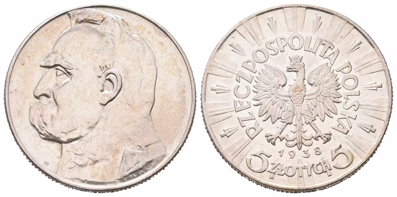 Polsko, 5 Zlotých 1938 - Pilsudski