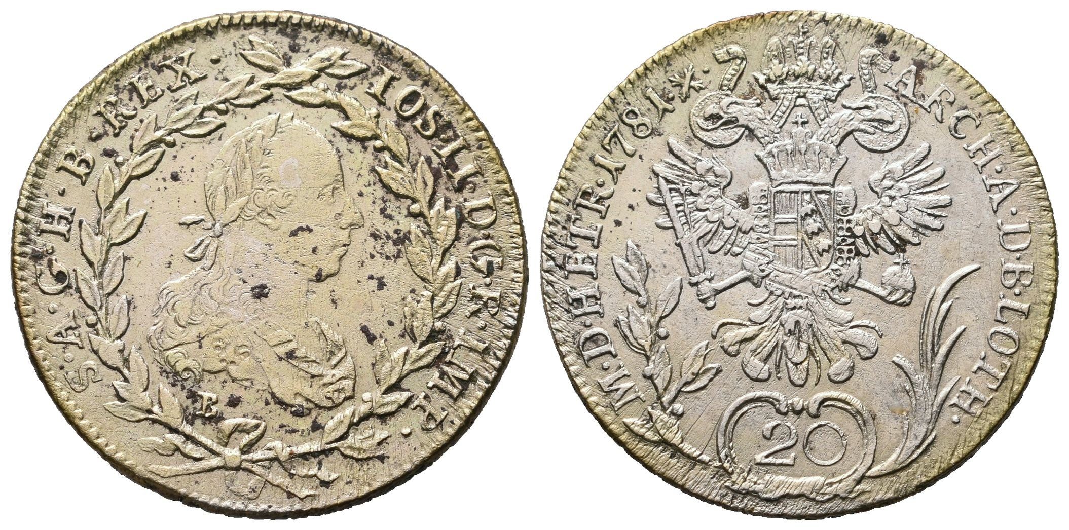 Josef II., 20 Krejcar 1781 B, Kremnica