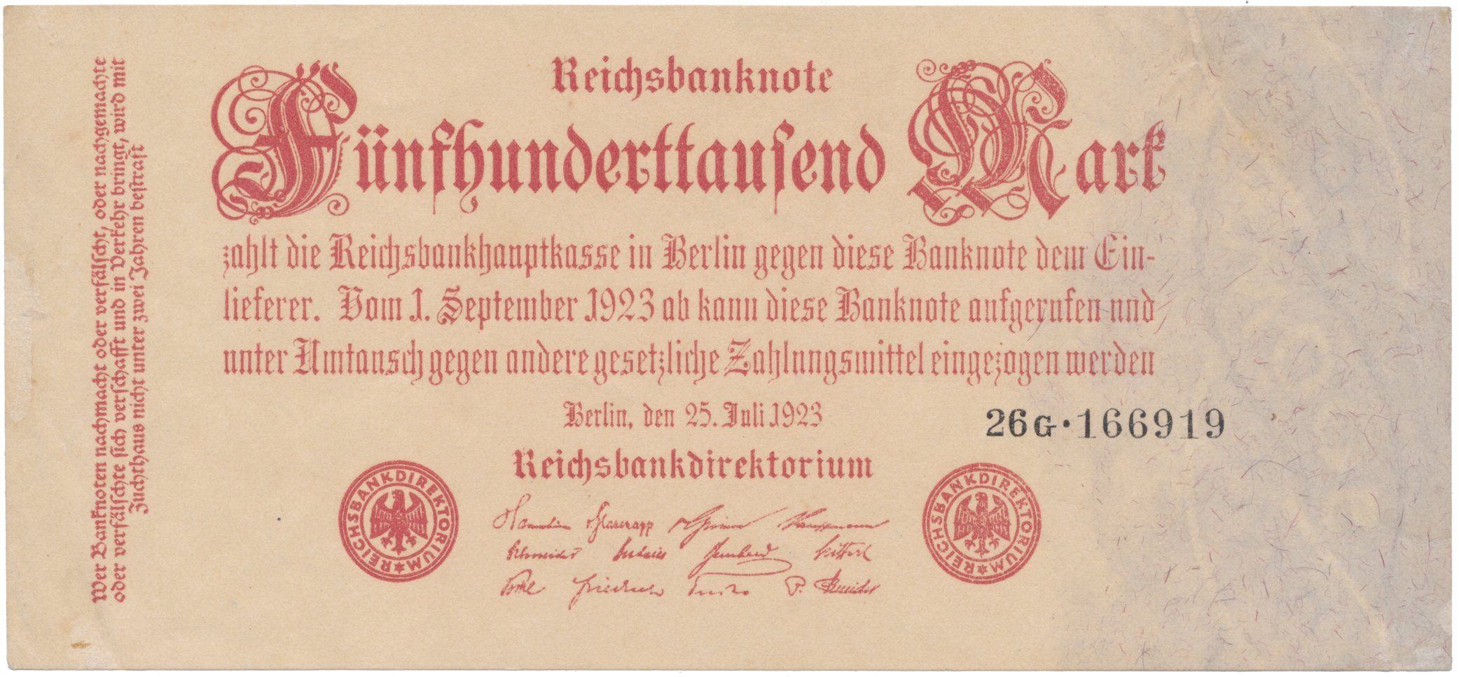 Německo, 500 000 Mark 1923, Ro.91b