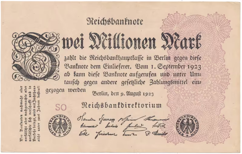 Německo, 2 Millionen Mark 1923, Ro.103a
