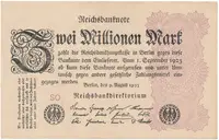 Německo, 2 Millionen Mark 1923, Ro.103a