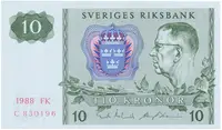 Švédsko, 10 Kronor 1988, P.52e