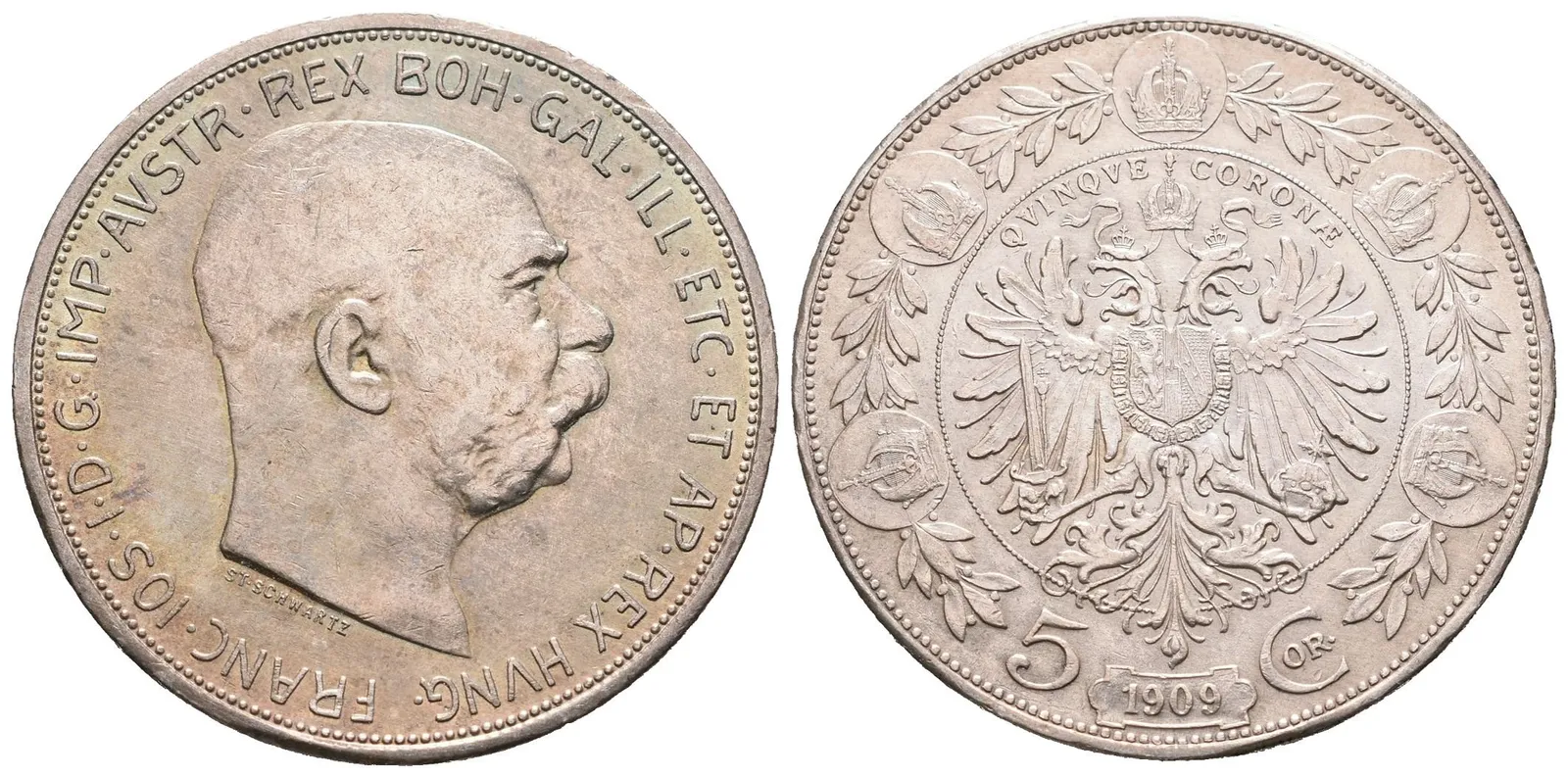 5 Koruna 1909 Schwartz