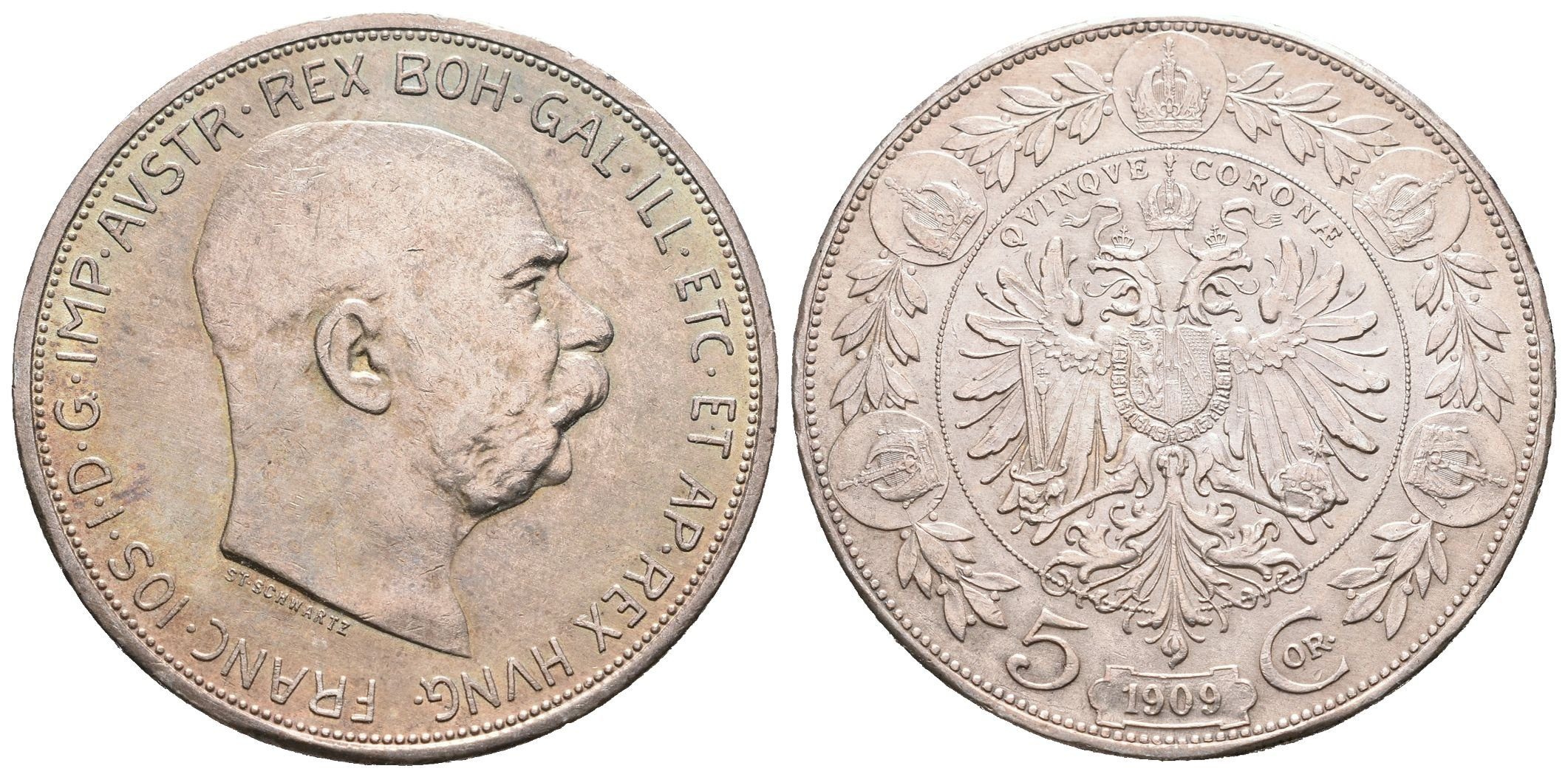 5 Koruna 1909 Schwartz