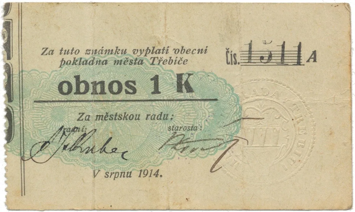 Třebíč - město, 1 K srpen 1914, slabší K, HH.223.5.6b3