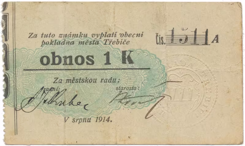 Třebíč - město, 1 K srpen 1914, slabší K, HH.223.5.6b3