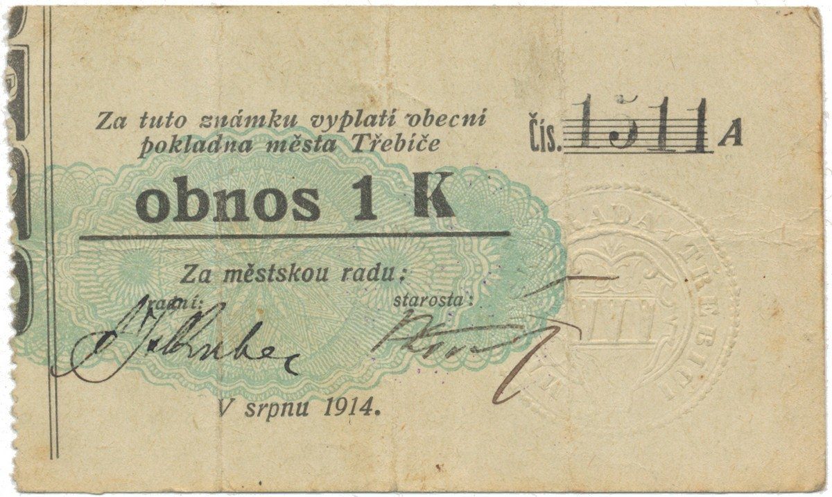 Třebíč - město, 1 K srpen 1914, slabší K, HH.223.5.6b3
