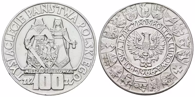 Polsko, 100 Zlotých 1966 - Pamětní