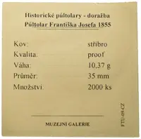 Replika - Historický 1/2 tolar - František Josef 1855 - fotografie 2