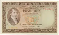 500 Koruna 1946, série A-Z, perforace 3 m.d., Hej.81a.S1