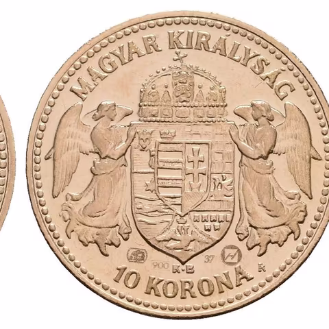 10 Koruna 1915 KB - novoražba Zlatá Huta Trenčín, číslo 37, Au 0,900 (3,42 g)