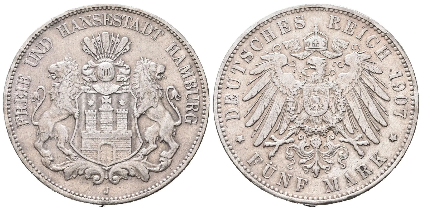 Hamburg, 5 Marka 1907 J