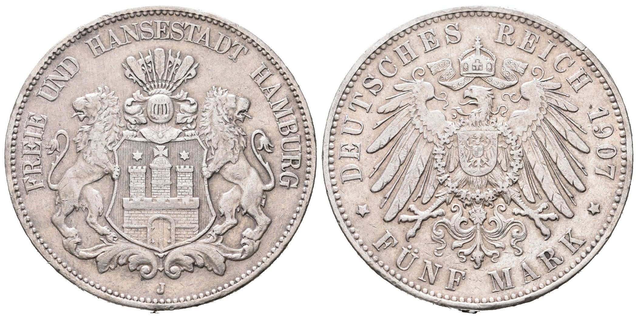 Hamburg, 5 Marka 1907 J