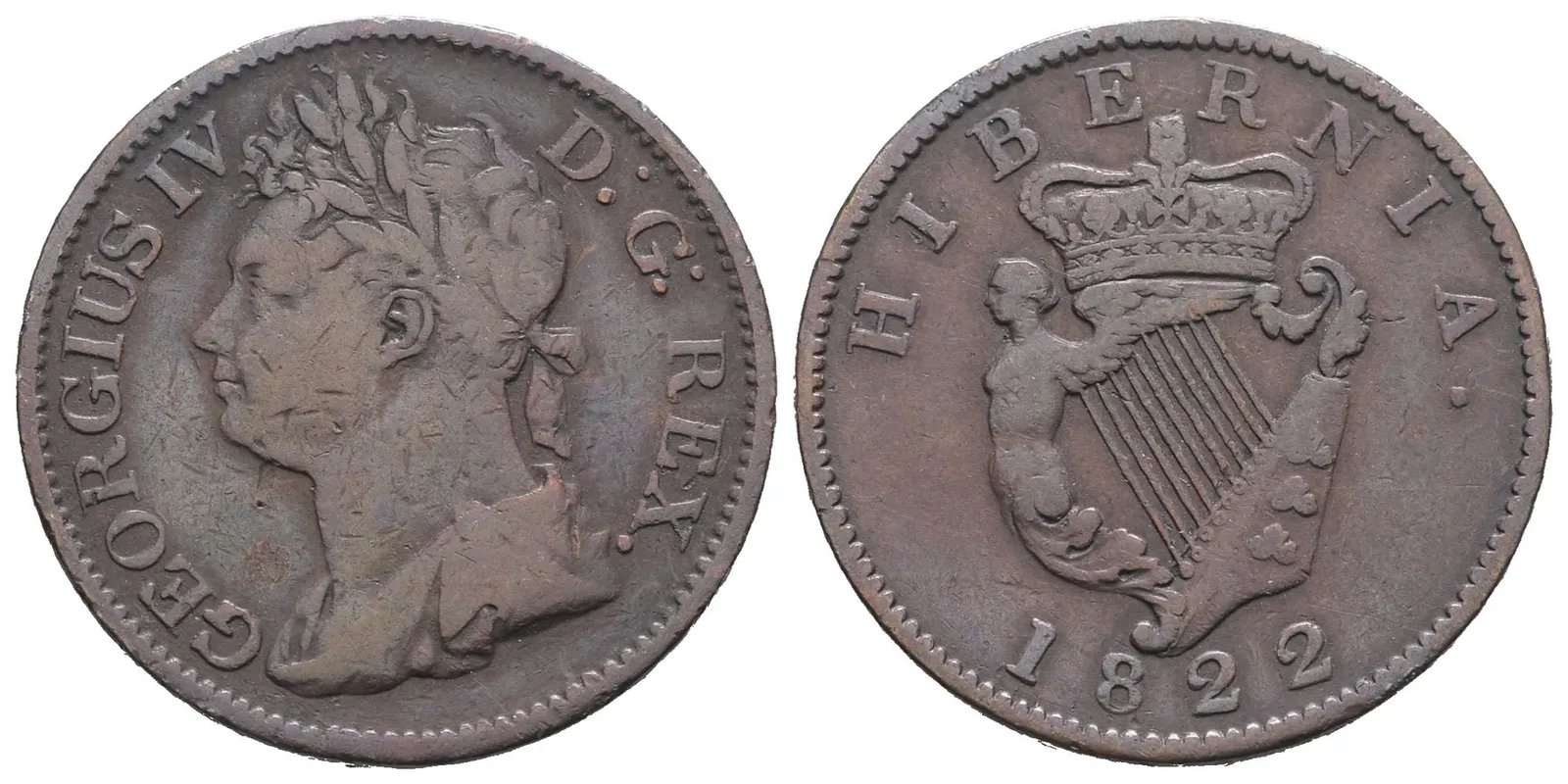 Velká Británie, 1/2 Penny 1822 - Irsko