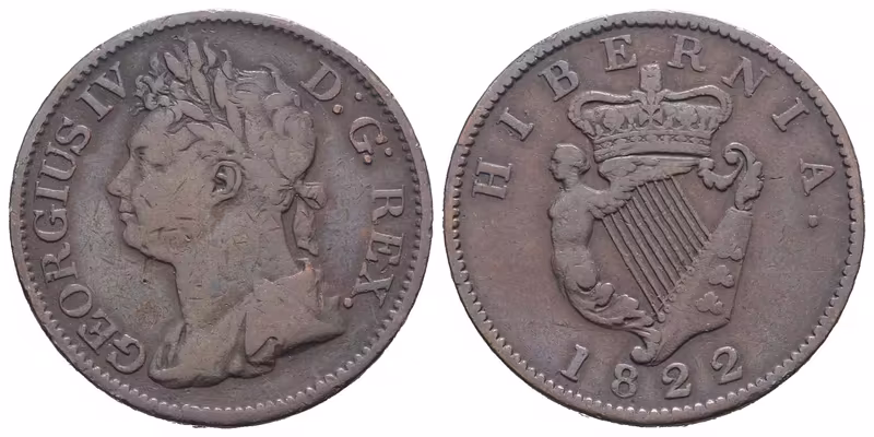 Velká Británie, 1/2 Penny 1822 - Irsko