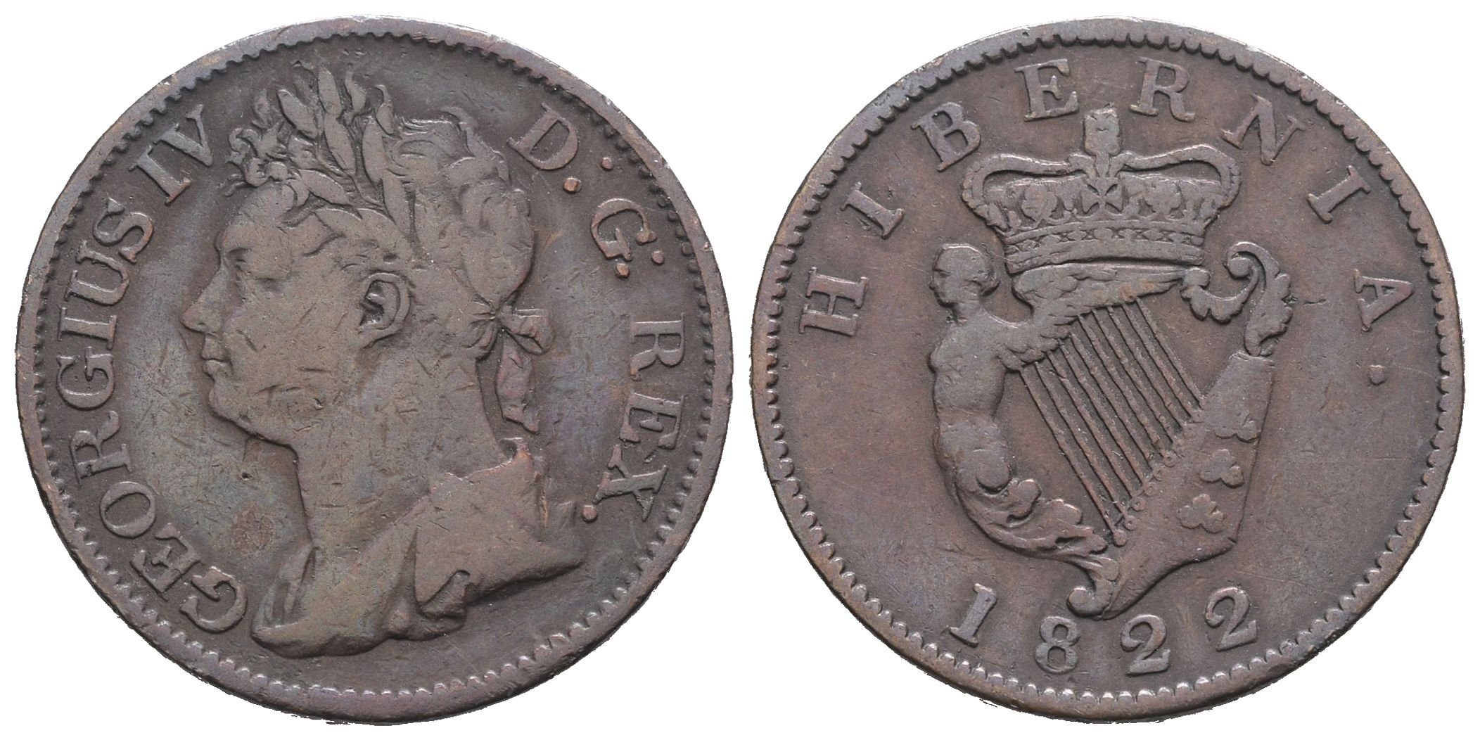 Velká Británie, 1/2 Penny 1822 - Irsko