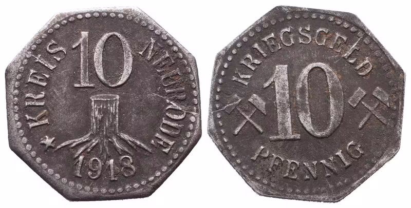 Nouzové ražby, 10 Pfennig 1918 - Neurode