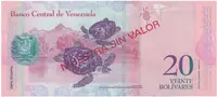 Venezuela, 20 Bolivares 2007, anulát - MUESTRA SIN VALOR, P.91as - fotografie 2