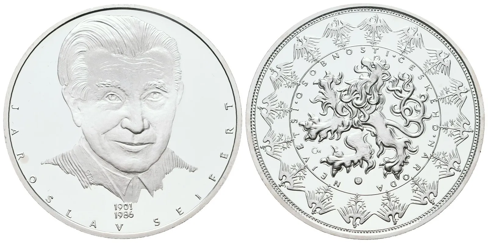 Stříbrná investiční medaile - Jaroslav Seifert - Ag 29 g - 999/1000 + Certifikát