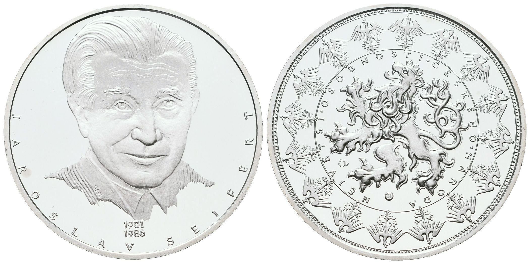 Stříbrná investiční medaile - Jaroslav Seifert - Ag 29 g - 999/1000 + Certifikát